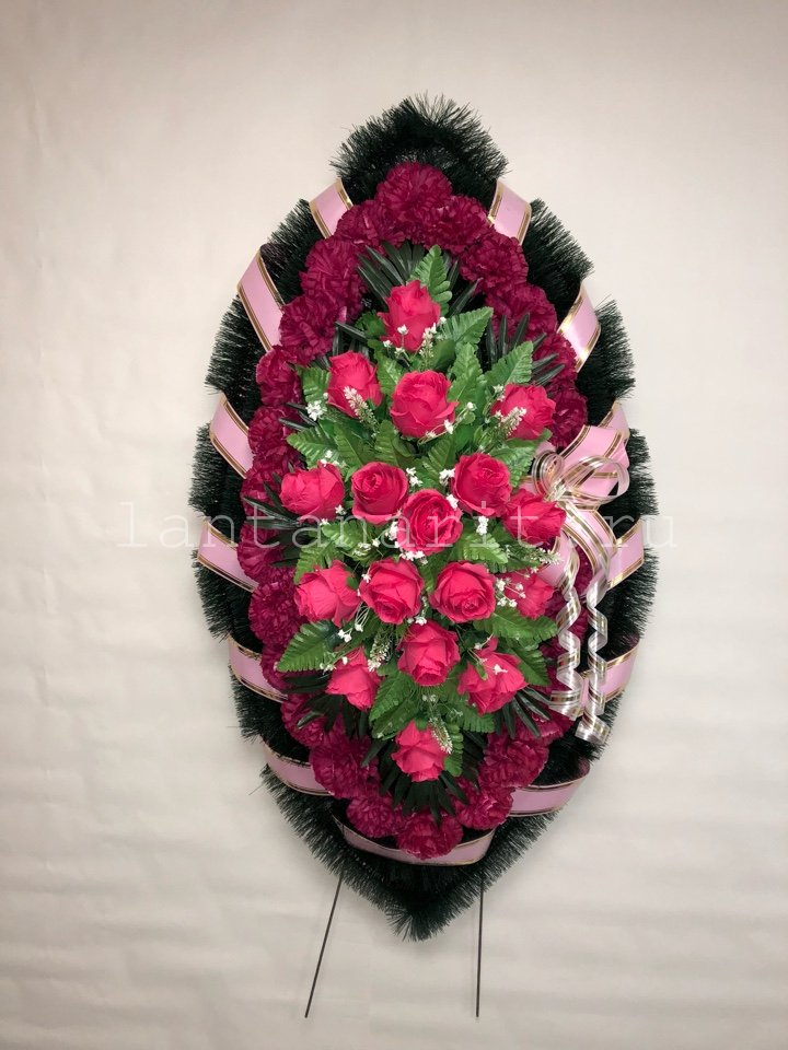 Купить венки траурные В-121 Салют розы 125 см