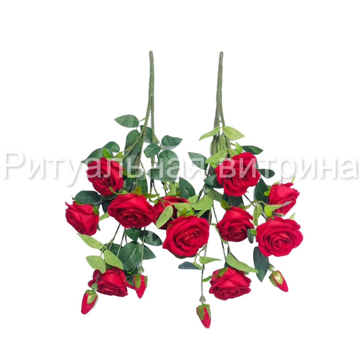 Ветка розы кустовая красная 43 см